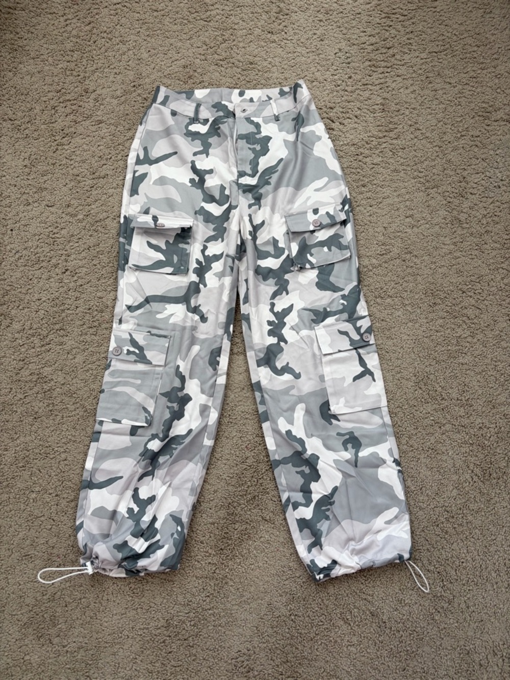 SHEIN Gray & White Camo Cargo Pants